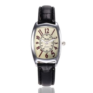 ZEGAREK DAMSKI - ORYGINALNA MADIYA, SKÓRZANY PASEK, CZARNY