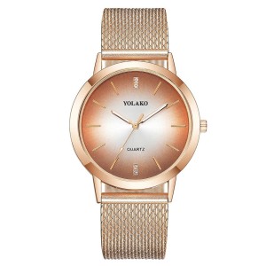 ZEGAREK DAMSKI - YOLAKO, ZŁOTA KOPERTA I PASEK, LEKKI