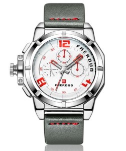 ZEGAREK MĘSKI - FAERDUO, DATOWNIK, CHRONOMETR, SKÓRA, SUPER JAKOŚĆ!